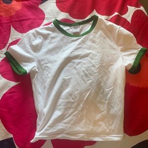 TNA white t shirt with green edges